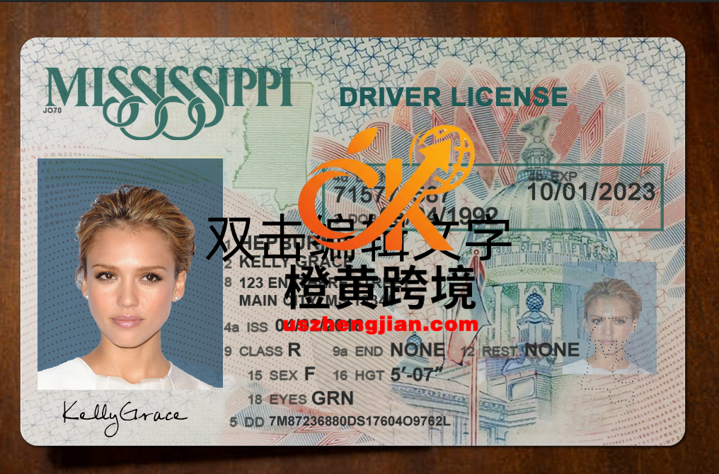 美国密西西比州Mississippi DL新版驾驶证/驾照高质量PSD模板/PS/PhotoshopMississippi DL new version of driver’s license / license high quality PSD template / PS / Photoshop-橙黄跨境，美国英国法国德国意大利各国证件驾照ID一个专业证件ID帮你KYC一路前行的网站