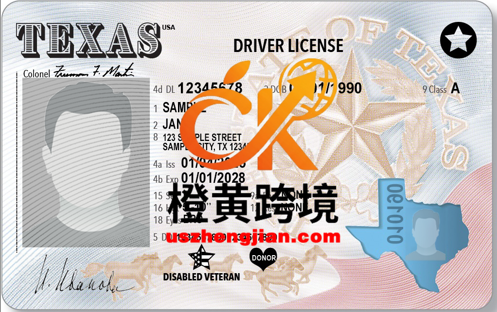 美国德克萨斯州驾驶执照 PSD 模板 – 2025 年新款Texas Driver License PSD Template – New2025-橙黄跨境，美国英国法国德国意大利各国证件驾照ID一个专业证件ID帮你KYC一路前行的网站