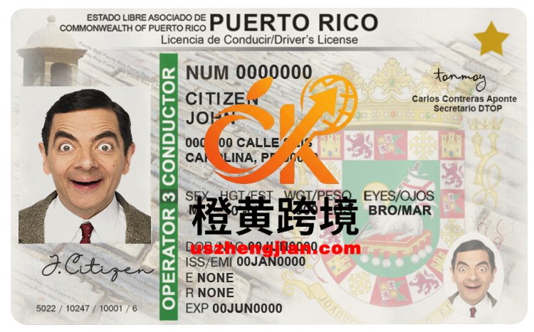 新的波多黎各驾驶执照模板（PSD格式）New Puerto Rican driver’s license template (PSD format)-橙黄跨境，美国英国法国德国意大利各国证件驾照ID一个专业证件ID帮你KYC一路前行的网站