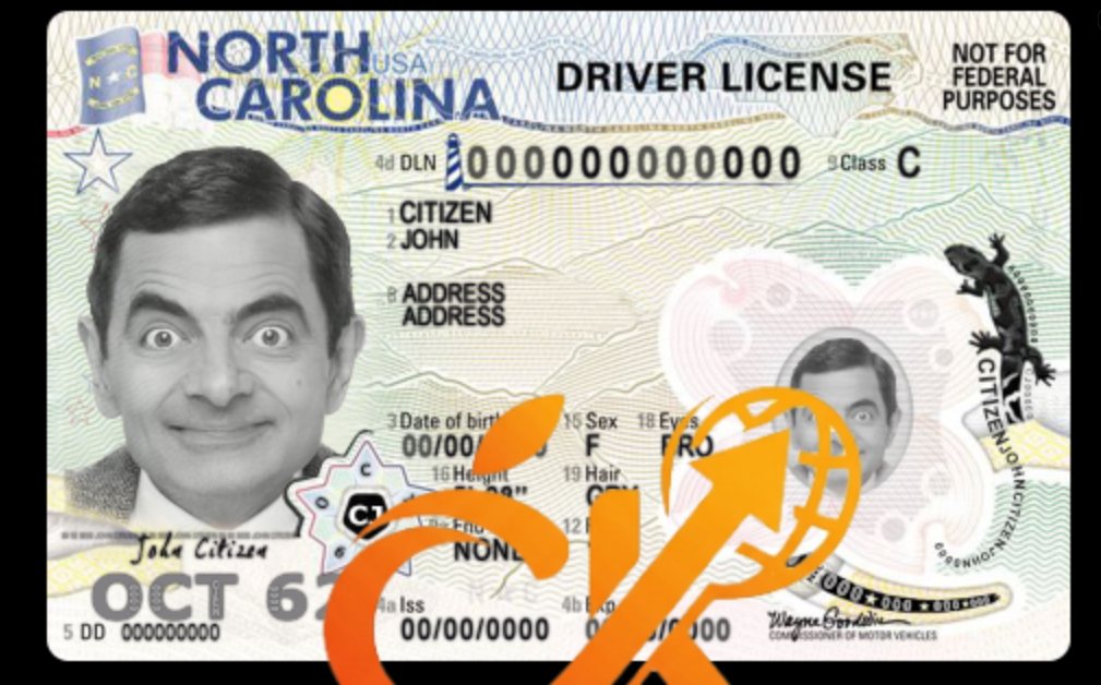 美国北卡罗来纳州驾驶执照 PSD 模板（2024 年至今）USA North Carolina driving license PSD Template (2024-present)-橙黄跨境，美国英国法国德国意大利各国证件驾照ID一个专业证件ID帮你KYC一路前行的网站
