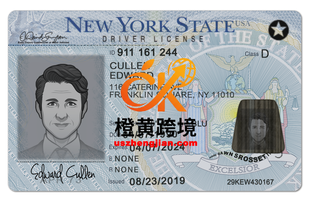 美国纽约州新版驾驶证/驾照高质量PSD模板/Photoshop/PS（V3版）New York State Driver’s License High Quality PSD Template/Photoshop/PS (V3 Version)-橙黄跨境，美国英国法国德国意大利各国证件驾照ID一个专业证件ID帮你KYC一路前行的网站
