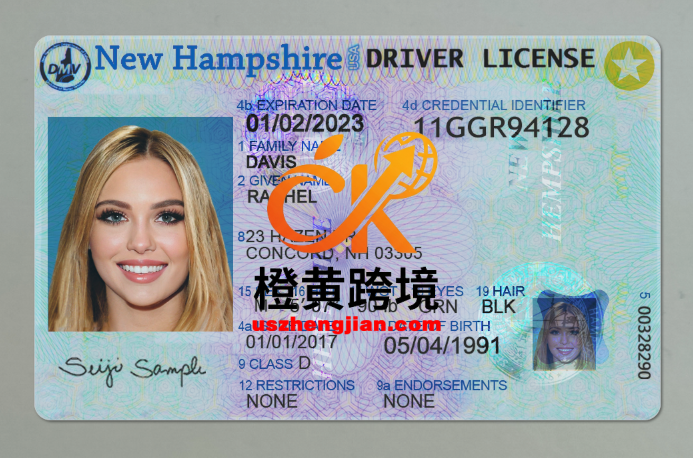 美国新罕布什尔州驾驶证/驾照高质量PSD模板/PS/PhotoshopNew Hampshire driver’s license high quality PSD template / PS / Photoshop-橙黄跨境，美国英国法国德国意大利各国证件驾照ID一个专业证件ID帮你KYC一路前行的网站