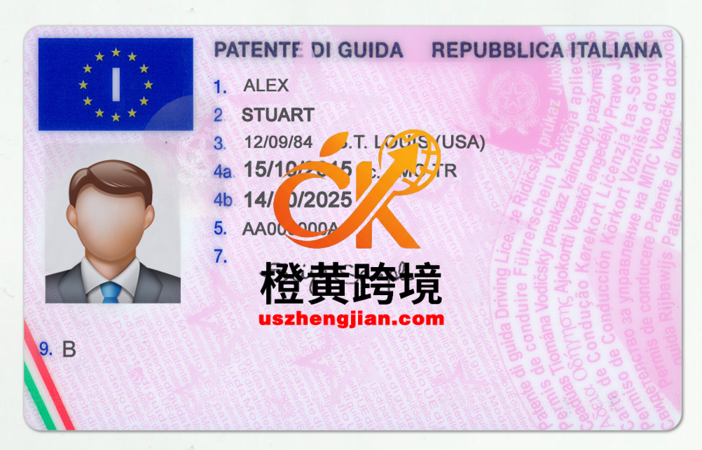 意大利驾驶执照模板Italy Driver License Template In PSD Format PSD 格式-橙黄跨境，美国英国法国德国意大利各国证件驾照ID一个专业证件ID帮你KYC一路前行的网站